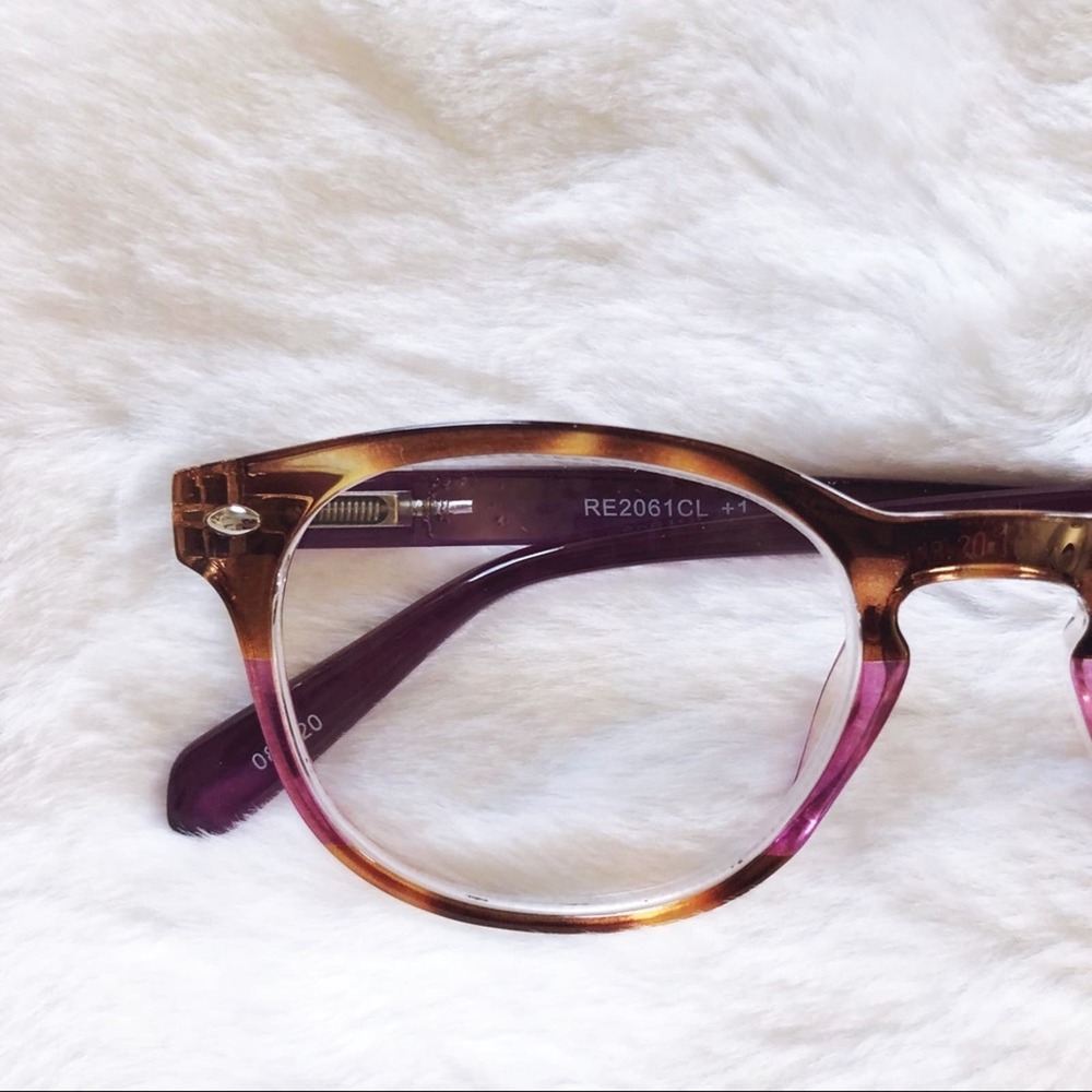 Lexi Purple & Brown Round Rim Reader Glasses - Picture 2 of 11